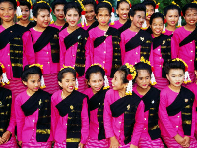 Group Of Girls In Costume, Chiang Mai, Thailand by Alain Evrard Pricing Limited Edition Print image