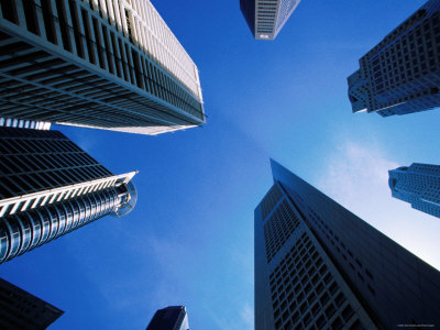 High-Rise Buildings In Business District From Below, Singapore by Alain Evrard Pricing Limited Edition Print image