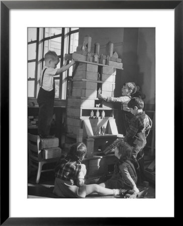 Children Building An Apartment House With Blocks by Nina Leen Pricing Limited Edition Print image