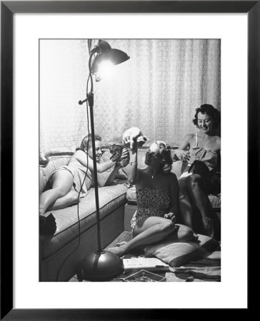 Girls Using Sunlamps At Suntan Club by Peter Stackpole Pricing Limited Edition Print image