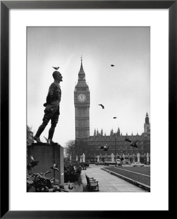 Statue Of Jan Smuts In Foreground With Legendary Clock Tower Big Ben In The Rear by Alfred Eisenstaedt Pricing Limited Edition Print image