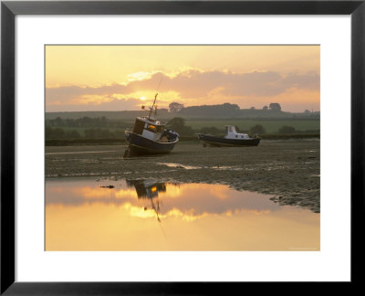 Fishing Boat At Sunset On The Aln Estuary At Low Tide, Alnmouth, Northumberland, England by Lee Frost Pricing Limited Edition Print image