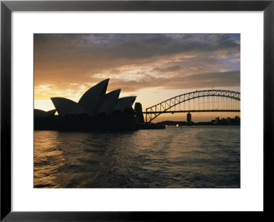 Sydney Opera House And Harbour Bridge In The Evening, Sydney, New South Wales, Australia by Amanda Hall Pricing Limited Edition Print image