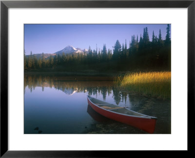 Beached Red Canoe, Sparks Lake, Central Oregon Cascades by Janis Miglavs Pricing Limited Edition Print image