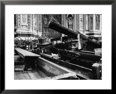 Half Destroyed Benches Of The Cathedral After The Flood In Florence by Vincenzo Balocchi Pricing Limited Edition Print image