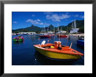 Harbour Boats With Peaks Of Mt. Ikurangi And Te Manga Beyond, Rarotonga, Cook Islands by Grant Dixon Pricing Limited Edition Print image