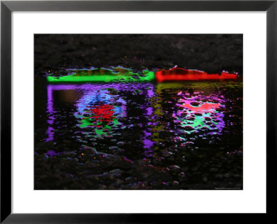 Abstracted Colors Reflect From Restaurant Lights On A Slushy Street by Stephen St. John Pricing Limited Edition Print image
