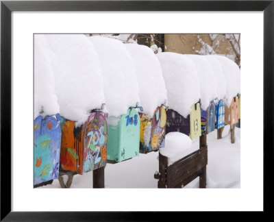Row Of Mailboxes In Winter, Santa Fe, New Mexico, Usa by Ralph Lee Hopkins Pricing Limited Edition Print image
