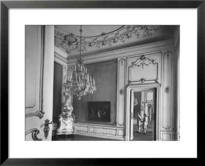 Elaborate Crystal Chandelier Hanging From Ceilings In Kuntshistoriche Museum by Nat Farbman Pricing Limited Edition Print image
