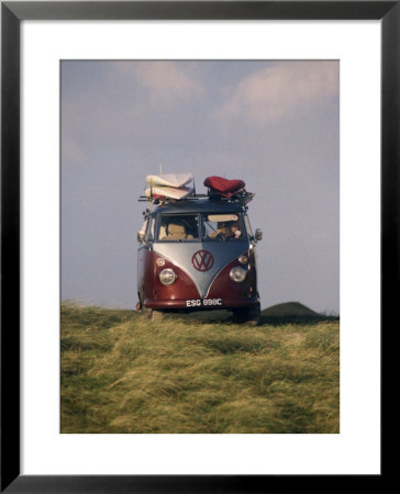 Vw Camper Van With Surf Boards On Roof by Dominic Harcourt-Webster Pricing Limited Edition Print image