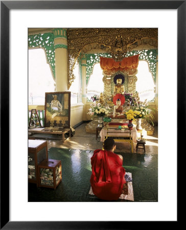 Monk Worshipping, Kuthodaw Pagoda, Mandalay, Myanmar (Burma) by Upperhall Pricing Limited Edition Print image