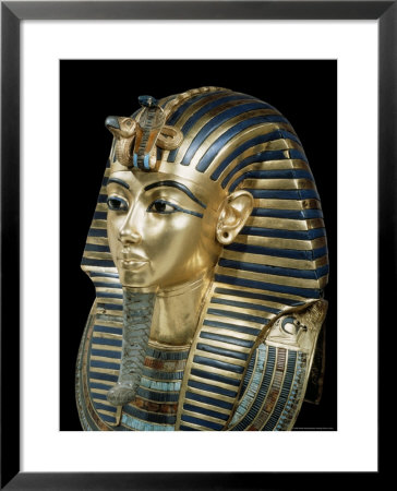Tutankhamun's Funeral Mask In Solid Gold Inlaid With Semi-Precious Stones, Thebes, Egypt by Robert Harding Pricing Limited Edition Print image