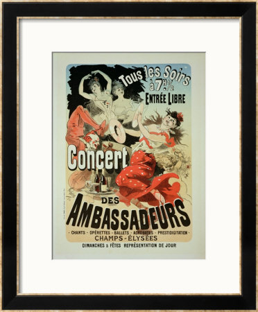 Reproduction Of A Poster Advertising An Ambassadors' Concert, Champs Elysees, Paris, 1884 by Jules Chéret Pricing Limited Edition Print image