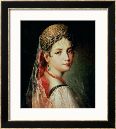 Portrait Of A Young Girl In Sarafan And Kokoshnik, 1820S by Mauro Gandolfi Pricing Limited Edition Print image