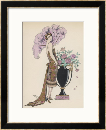 Frock Fur And Feather Fan by Georges Barbier Pricing Limited Edition Print image