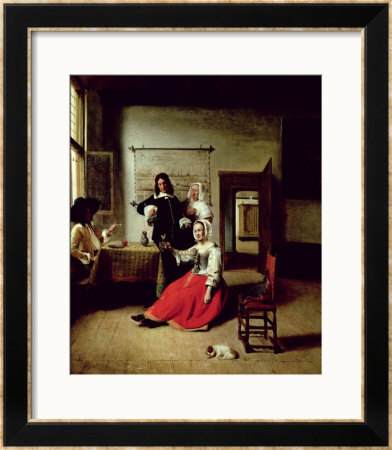 Woman Drinking With Soldiers, 1658 by Pieter De Hooch Pricing Limited Edition Print image