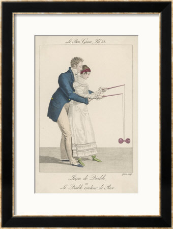 Man Helps A Lady To Start Off The Diabolo On The String by Gatine Pricing Limited Edition Print image