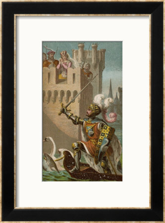 The Knight Of The Swan Comes To The Rescue Of The Princess Of Cleves by A. Cordier Pricing Limited Edition Print image