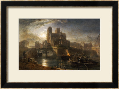 Notre Dame, Paris, From The Left Bank By Moonlight, 1864 by Edward Angelo Goodall Pricing Limited Edition Print image