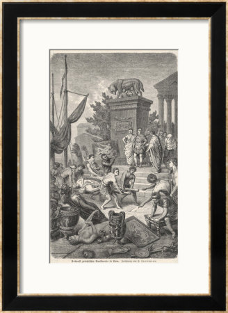 The Romans Admire The Works Of Art They Have Looted From Greece by H. Leutemann Pricing Limited Edition Print image
