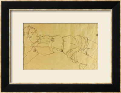 Young Woman Lying On Her Back, 1915 by Egon Schiele Pricing Limited Edition Print image