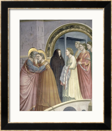 The Meeting At The Golden Gate, Detail Of Joachim And St. Anne Embracing, Circa 1305 by Giotto Di Bondone Pricing Limited Edition Print image