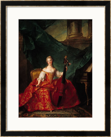 Madame Henriette De France (1727-52) In Court Costume Playing A Bass Viol, 1754 by Jean-Marc Nattier Pricing Limited Edition Print image
