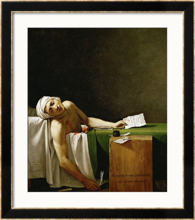 Jean Paul Marat, Politician, Dead In His Bathtub, Assassinated By Charlotte Corday In 1793 by Jacques-Louis David Pricing Limited Edition Print image