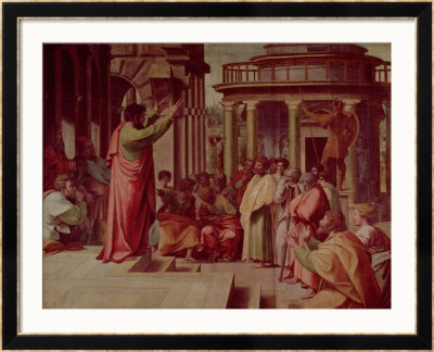St. Paul Preaching At Athens (Sketch For The Sistine Chapel) (Pre-Restoration) by Raphael Pricing Limited Edition Print image