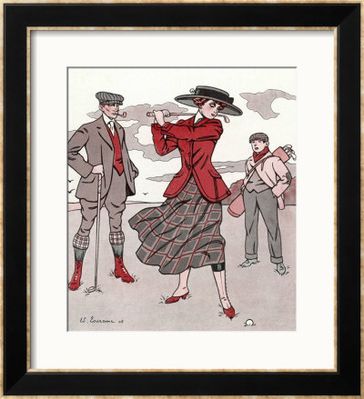 Golfer Watches Grimly As His Female Partner Plays A Winning Stroke by Touraine Pricing Limited Edition Print image