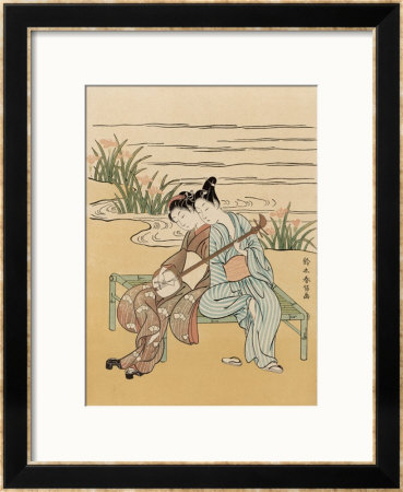 Two Japanese Lovers Play The Shamisen by Suzuki Harunobu Pricing Limited Edition Print image