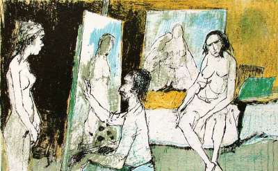 Modeles Dans L'ateiier by Jean Jansem Pricing Limited Edition Print image