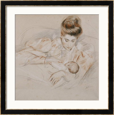 Mother And Child (Detail From The Three Ages Of Woman), C.1905 by Paul-Cesar Helleu Pricing Limited Edition Print image