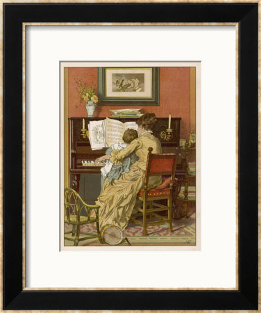 German Mother And Child At The Piano by Woldemar Friedrich Pricing Limited Edition Print image