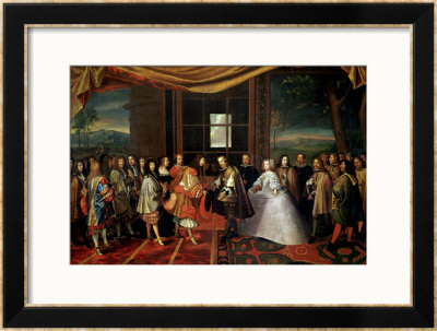 Louis Xiv (1638-1715) And Philippe Iv (1605-65) At Isle Des Faisans, 7 November 1659 by Laumosnier Pricing Limited Edition Print image