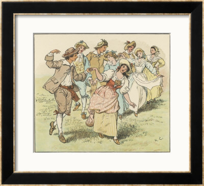 England Couples County Dancing On The Village Green by Randolph Caldecott Pricing Limited Edition Print image