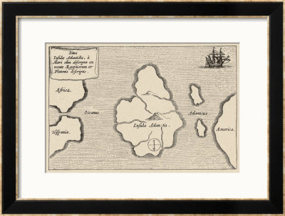 Map Of Atlantis Showing Position Relative To Europe Africa And America by Athanasius Kircher Pricing Limited Edition Print image