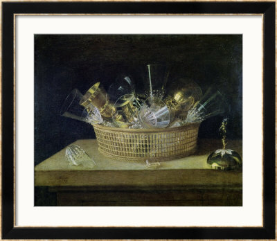 Still Life With A Basket Of Glasses, 1644 by Sebastian Stoskopff Pricing Limited Edition Print image