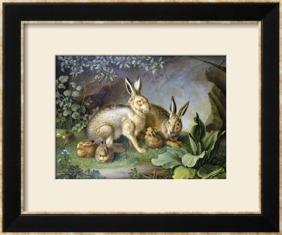 Hares And Leverets In A Rocky Lair by Johann Wenzel Peter Pricing Limited Edition Print image