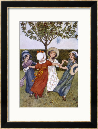 Four Young Girls Sing As They Go Round The Mulberry Bush by Millicent Sowerby Pricing Limited Edition Print image