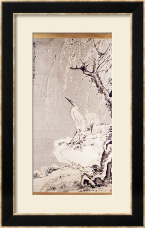 White Egrets On A Bank Of Snow Covered Willows, 1767 by Huang Shen Pricing Limited Edition Print image