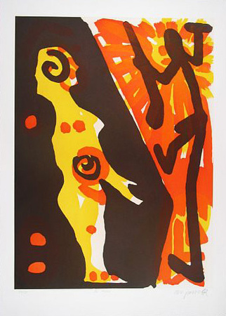 Serie I Rächer (Gelb-Orange) by A. R. Penck Pricing Limited Edition Print image