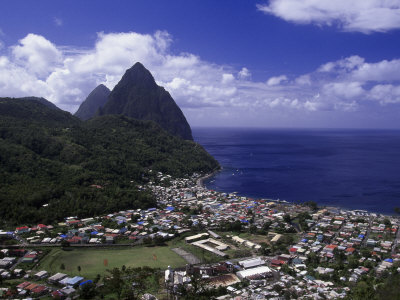 Morning View Of The Pitons And Soufriere, St. Lucia by Walter Bibikow Pricing Limited Edition Print image