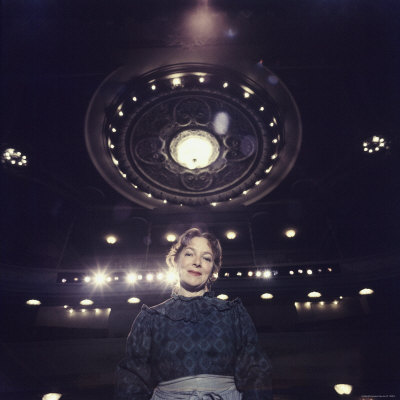 Actress Helen Hayes Standing Inside The Theater Named For Her by Yale Joel Pricing Limited Edition Print image