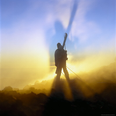 Skier Standing On The Ridge Of The Active Vulcano In Termas De Chillan, Chile by Christian Aslund Pricing Limited Edition Print image