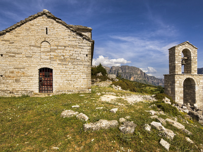 Ancient Church On The Edge Of The Semi Abandoned Village Of Ano Klidonia In Zagoria, With The Astra by Lizzie Shepherd Pricing Limited Edition Print image