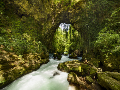 Theogefyro, The Natural Bridge Or Rock Arch Over The Kalamas River At Zitsa, Near Ioannina, Epirus, by Lizzie Shepherd Pricing Limited Edition Print image