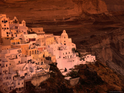 Dusk Over Historic City, Fira, Greece by Lee Foster Pricing Limited Edition Print image