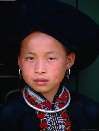 Portrait Of Blue H'mong Girl With Customary Turban, Tam Duong, Vietnam by Mason Florence Pricing Limited Edition Print image