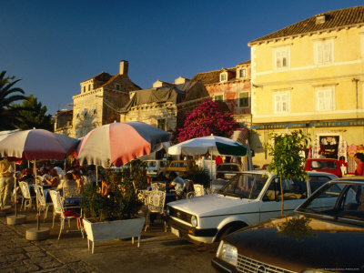Outsoor Cafes During Southern Dalmatian Summer, Cavtat, Dubrovnik-Neretva, Croatia by Jon Davison Pricing Limited Edition Print image